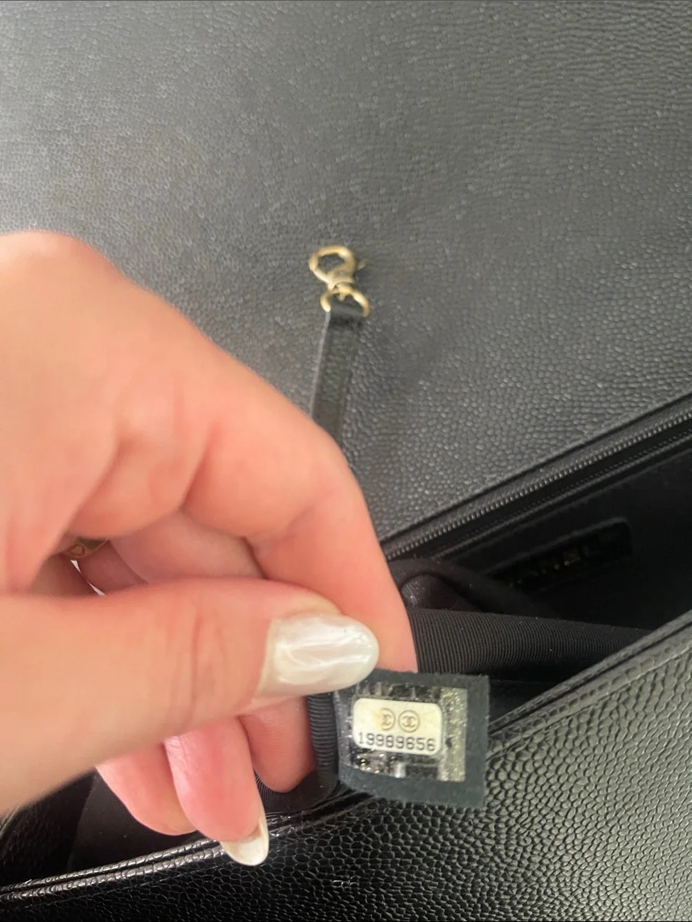 CHANEL Black Quilted Caviar Leather Boy Chanel Bag with Gold Hardware